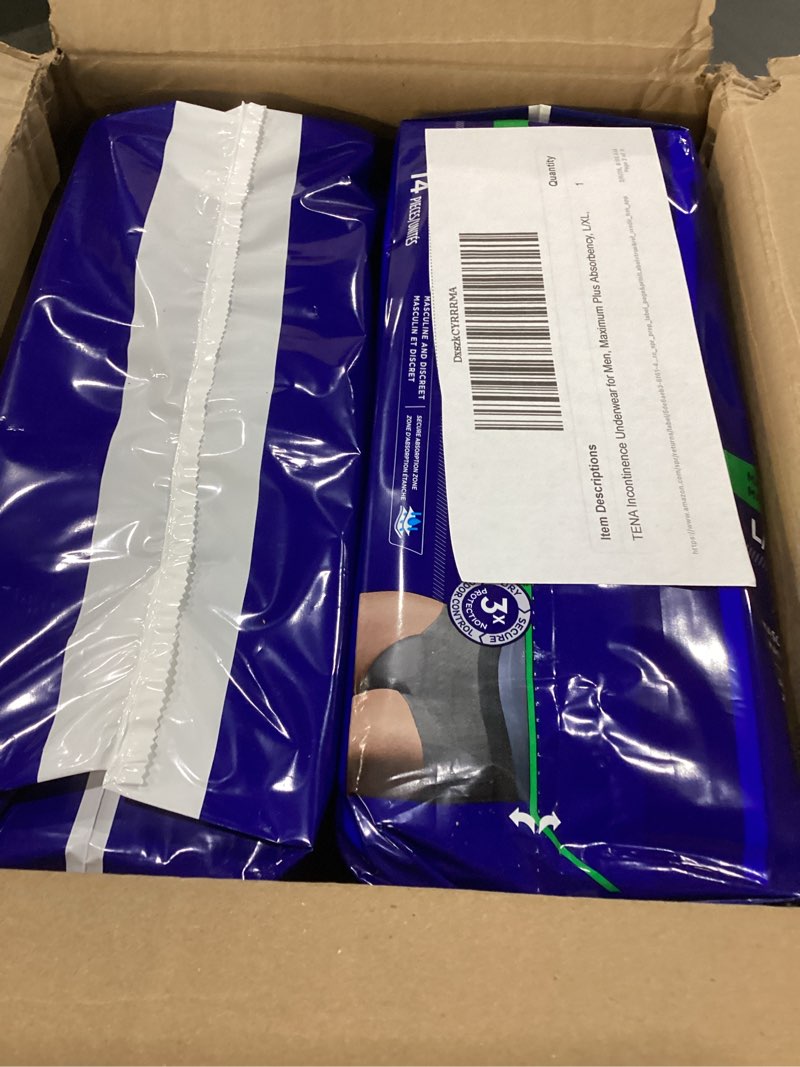 Condition photo showing New/Like New for TENA Incontinence Underwear for Men, Maximum Plus Absorbency, L/XL, 56 Count (Waist size 44in-64in) Large/X-Large 56