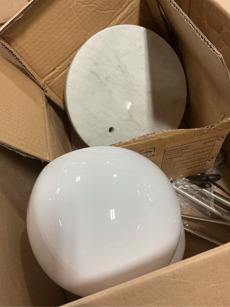 Condition photo showing As Is for (iustrative image , color white and chromo) teamson home arquer 68.1\\\" arc floor lamp for living rooms, home offices, dining rooms, bedrooms with faux white marble base and nickel bell shade nickle shade / white marble base modern