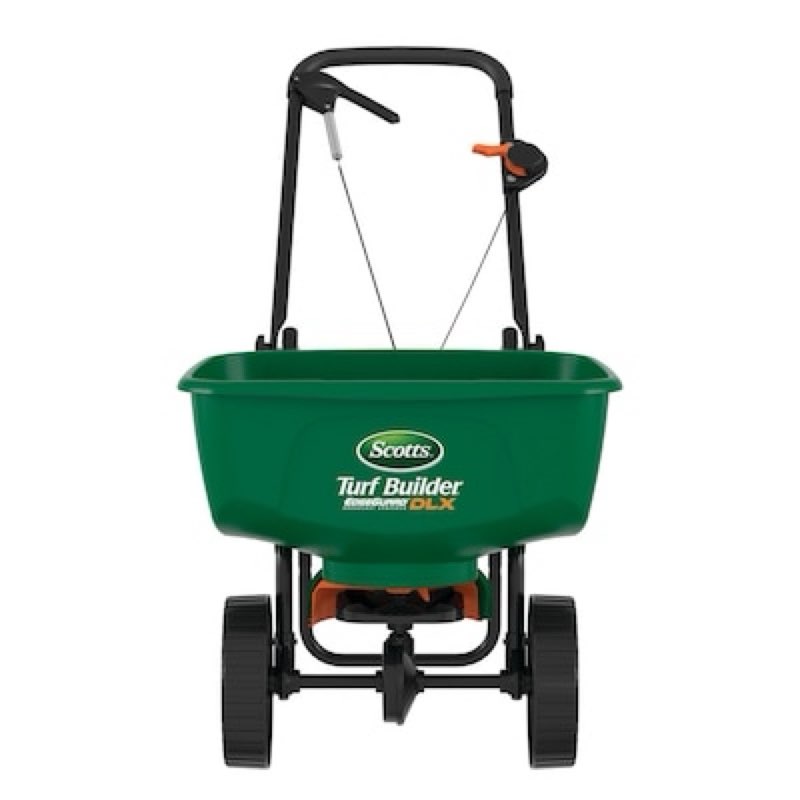 Scotts Turf Builder EdgeGuard DLX Broadcast Spreader 46-lb Capacity Compatible with Ice Melt, Salt, Fertilizer, Seed