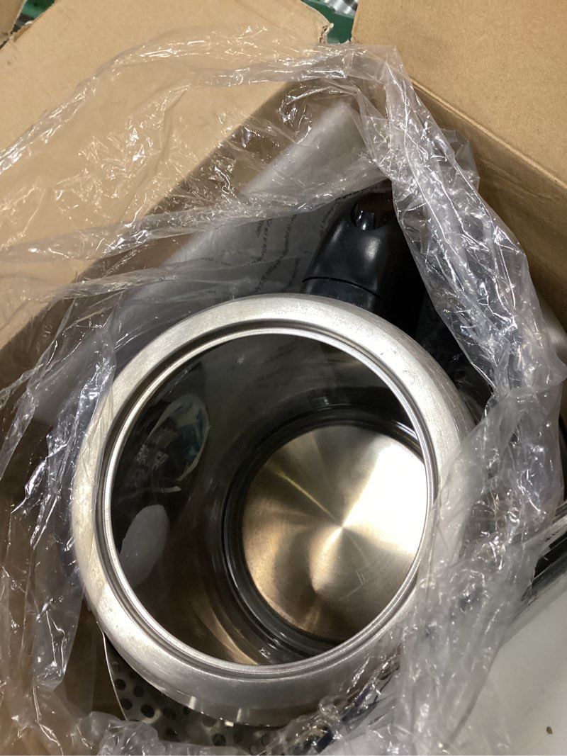 Condition photo showing Good Condition for ovente electric kettle with 1.7l borosilicate glass, 1500w instant water boiler and heater for coffee or tea, bpa free, easy to fill lid, auto shut-off and boil dry protection, silver kg612s