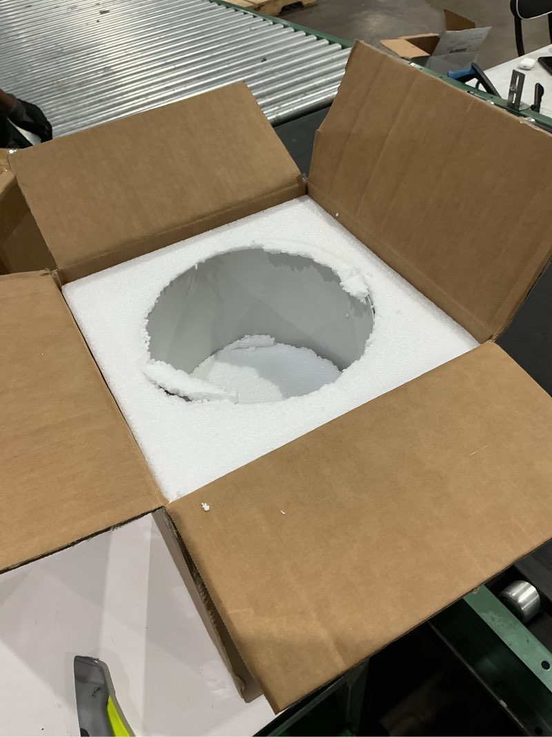 Condition photo showing New/Like New for 8 inch hooded wall vent with screen and damper, galvanized steel wall exhaust vent cover with duct clamps and aluminum foil tape for kitchen range hood and dryer, bathroom exhaust, basement, white