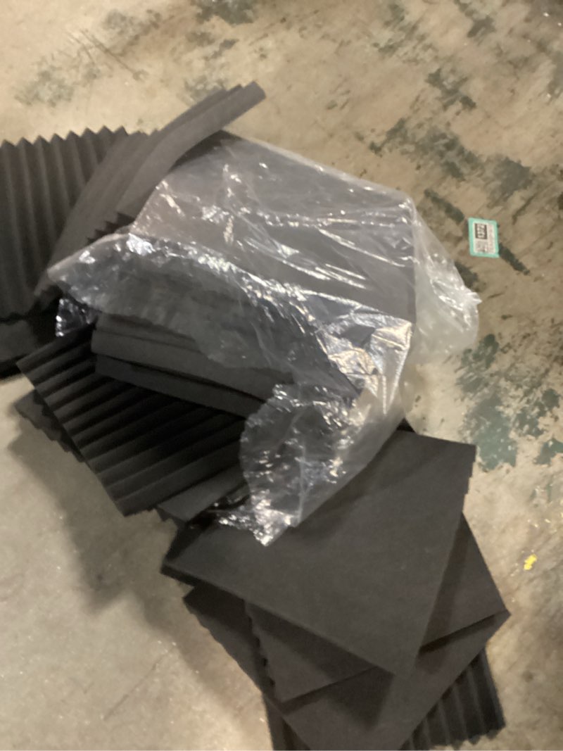 Condition photo showing Good Condition for Focusound 52 Pack Acoustic Foam Panels 1" x 12" x 12" Sound Proof Foam Panles Soundproofing Noise Cancelling Wedge Panels for Home Office Recoding Studio with 300PCS Double-Side Adhesive
