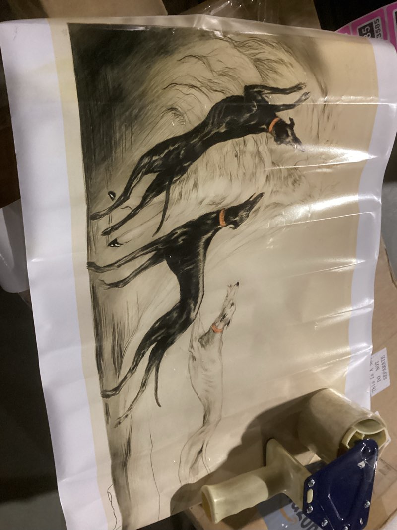 Condition photo showing As Is for artdirect coursing ii (1929) custom framed art print giclee print or canvas options with various sizes and customization by louis icart