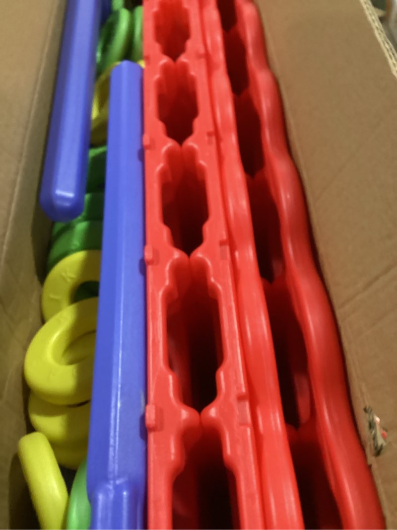 Condition photo showing As Is for Giant 4 Connect in a Row Game, Height Adjustable Jumbo Yard Games for Kids and Adults Outdoor Play, Backyard Large Four Connect Floor Games, Patent Authorized (Blue/Red)