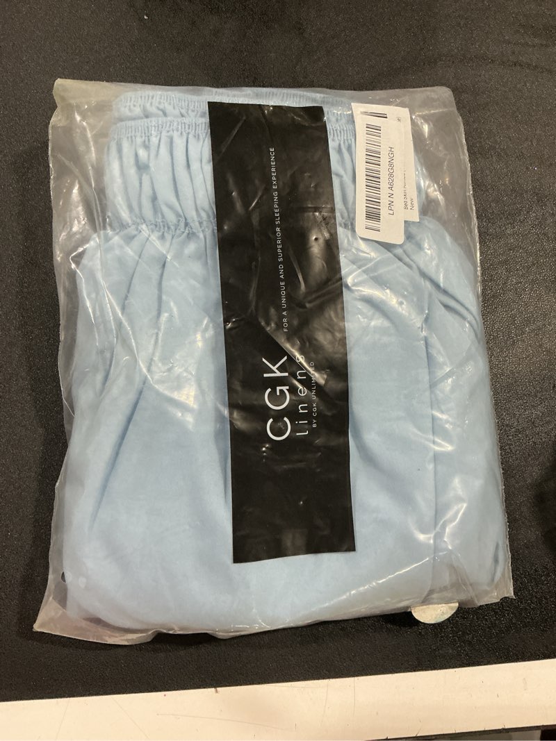 Condition photo showing Good Condition for Wrap Around Dust Ruffle Bed Skirt - Light Blue - Twin/Twin XL Size Beds with 12 Inch Drop - Elastic Strap - Adjustable Pleated Bedskirt with Brushed Fabric and Wrinkle Free - Women, Men, Kids & Teens Twin/Twin XL 12" - Drop 21 - Baby Blue