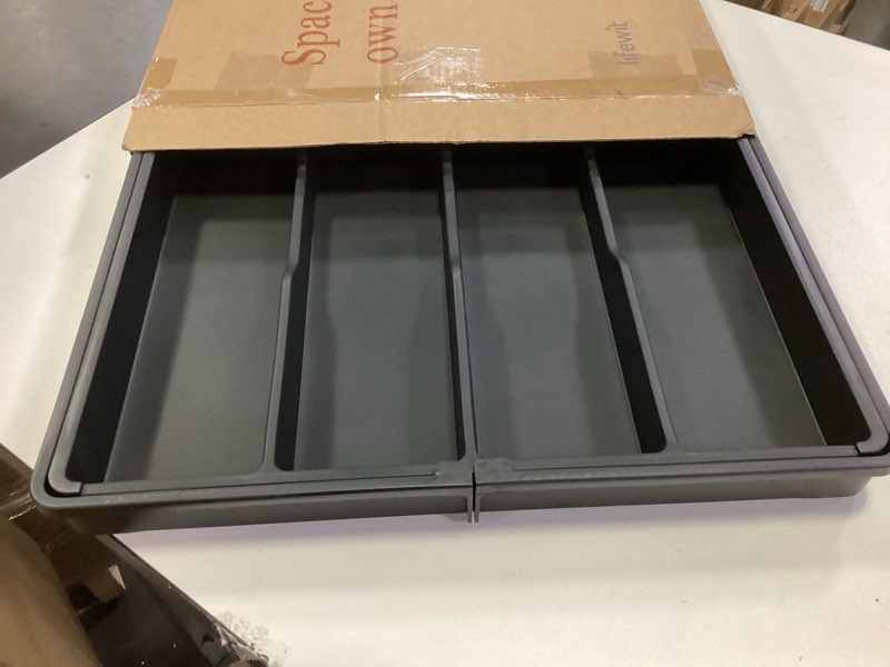Condition photo showing Good Condition for Lifewit Utensil Organizer for Kitchen Drawers, Expandable Cooking Utensil Tray, Adjustable Cutlery Silverware Flatware Holder, Plastic Spatula Tools and Gadgets Storage Divider, Black, 18"-30" x 18.5" XXL(18-30''W x 18.5''D) Black