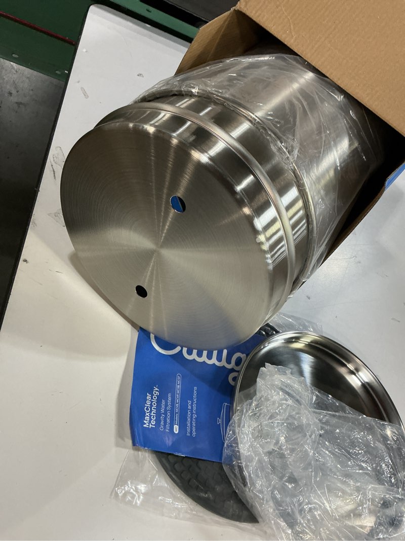 Condition photo showing Good Condition for Culligan MaxClear 2.25 Gallon Gravity Water Filter System, Brushed Stainless-Steel Countertop Water Filter NSF/ANSI Certified to Reduce Microplastics, Lead & Total PFAS, with 1 Ceramic Filter Brushed Finish 2.25 Gallons 1 Filter