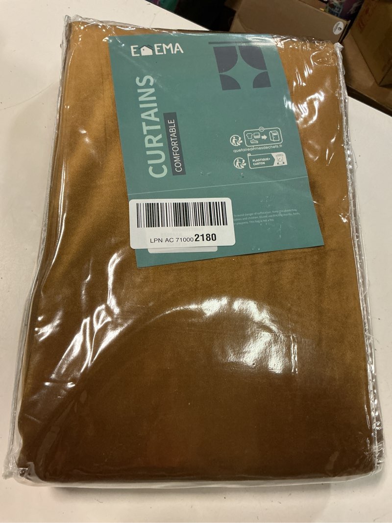 Condition photo showing New/Like New for emema velvet curtains 84 inch length 2 panels set, golden brown elegant blackout curtains for bedroom, grommet thermal insulated soundproof room darkening window drapes for living room w42 x l84 velvet/ golden brown 42"w x 84"l (pack of 2)