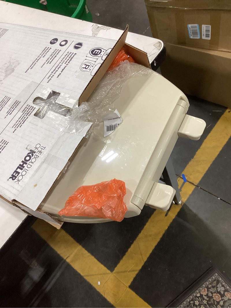 Condition photo showing As Is for KOHLER K-4774-47 Brevia Elongated Toilet Seat with Quick-Release Hinges And Quick-Attach Hardware For Easy Clean, Almond Elongated Almond