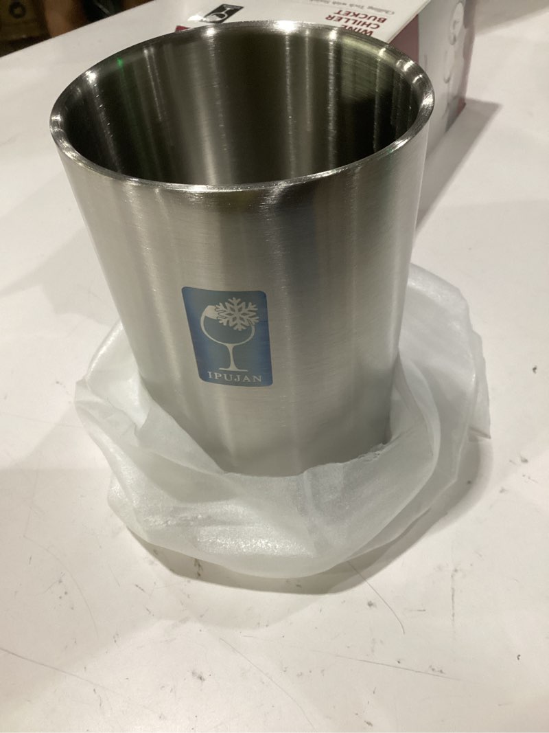 Condition photo showing Good Condition for ipujan wine chiller bucket with stainless ice stone - champagne bucket for 750ml single bottle cold up to 5 hours - iceless insulated double walled white wine cooler bucket