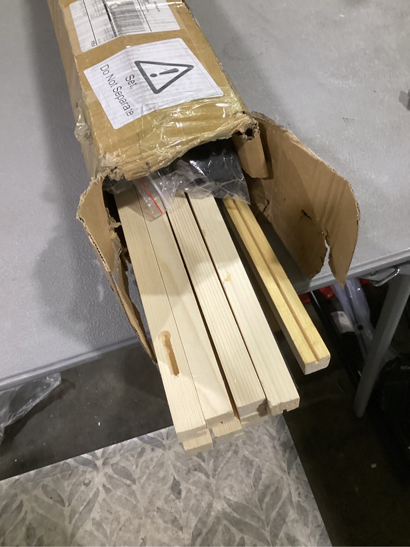 Condition photo showing As Is for wood tone wall menu board - letter display wall shelf - letter shelf menu - changeable letter board(set of 10 rails + 605-letter set)