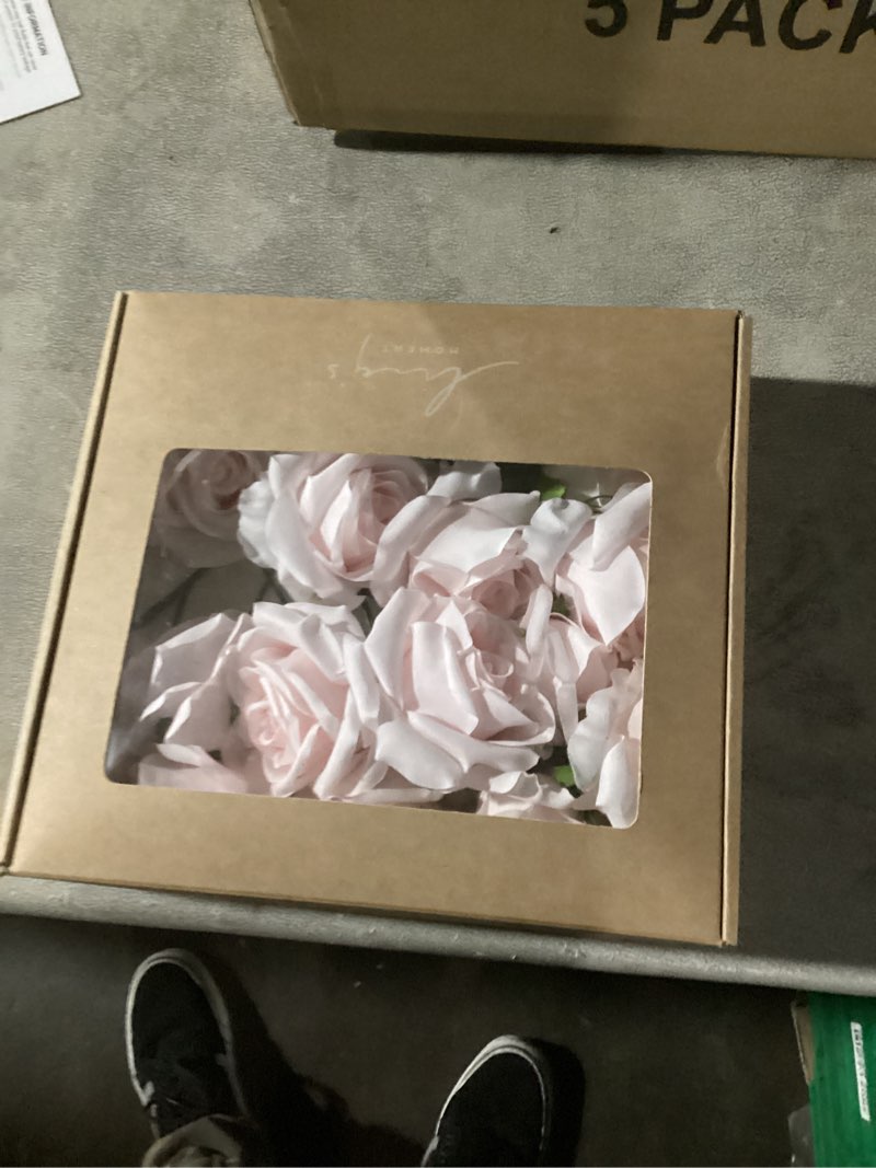 Condition photo showing New/Like New for Ling's moment Artificial Flowers 16pcs Pale Pink Silk Roses with Stems, 3.5" Fake Shabby Blush Vendela Roses Bulk for DIY Wedding Bouquets Centerpieces Party Baby Shower Home Decoration Baby Pink