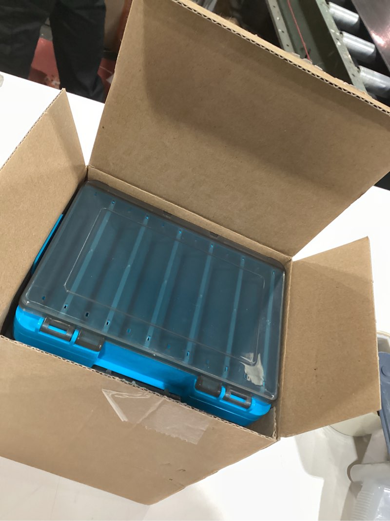 Condition photo showing As Is for Junkin 6 Pcs Double Sided Fishing Lure Box 12 Compartments Tackle Box Organizers and Storage Plastic Waterproof Storage Case Container Visible Tackle Storage Trays for Bait Squid Jig Minnows Hooks