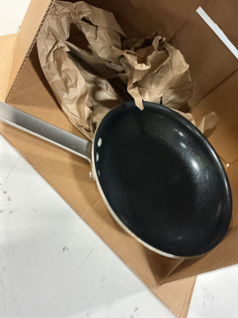 Condition photo showing As Is for Chef Approved 10\" Non-Stick Fry Pan | Fry Sauté Steak Pan Skillet with Firm Grip Riveted Handle for Kitchen Restaurant Diner Catering | Gas Oven Ceramic Cooktop Compatible | Hand Wash Only, Aluminum(similar)