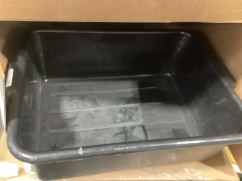 Condition photo showing As Is for Carlisle FoodService Products Comfort Curve Tote Box Bus Box with Reinforced Rim for Kitchen, Restaurants, And Fast Food, Plastic, 7 Inches, Black 7" Deep Box 1