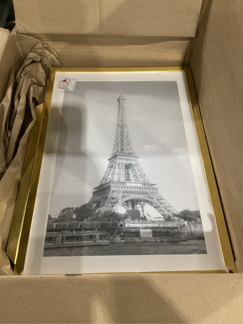 Condition photo showing Good Condition for upsimples 13x19 picture frame, display pictures 11x17 with mat or 13 x 19 without, wall hanging poster frames, gold, 1 pack gold 13x19