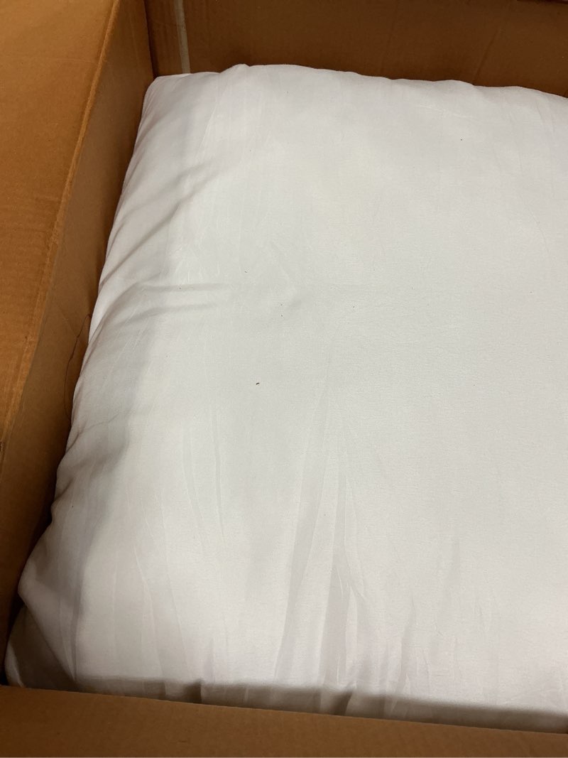 Condition photo showing As Is for edow luxury throw pillow insert, soft fluffy down alternative polyester square form decorative pillow insert,sham stuffer,cotton cover for sofa, couch,bed and car. (white, 28x28) 28"x28"