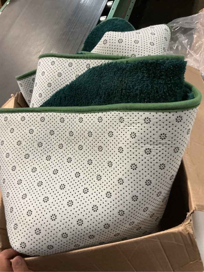 Condition photo showing Good Condition for flydoit area rugs for bedroom living room, 4x6 dark green super soft comfy thickened memory-foam indoor carpets, modern aesthetic minimalist carpet for boys girls adults apartment nursery home décor 8.95 x 6' (rectangular) dark green