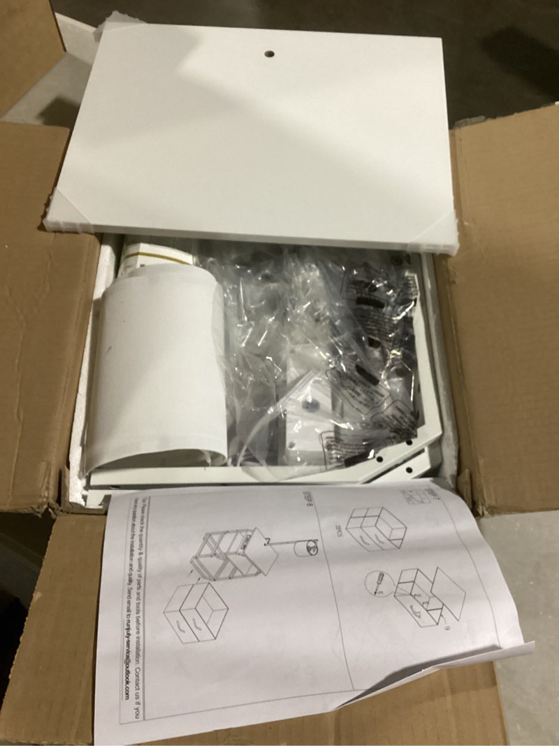 Condition photo showing Good Condition for Floor Lamp with Table, End Tables with Lamps Attached 3-Color Temperature Bulb, Side Table with Lamp with 2 Drawers & Charging, Lamps Tables Combo for Bedroom, Dorm, Apartment - White White 2 Drawers