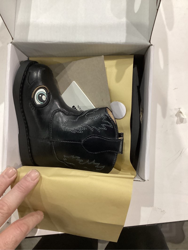 Condition photo showing As Is for Soda RENO-2 Kids/Girls/Children Western Cowboy Stitched Pointe Toe Low Heel Ankle Mid Shaft Fashion Boots 3 Little Kid Black Pu