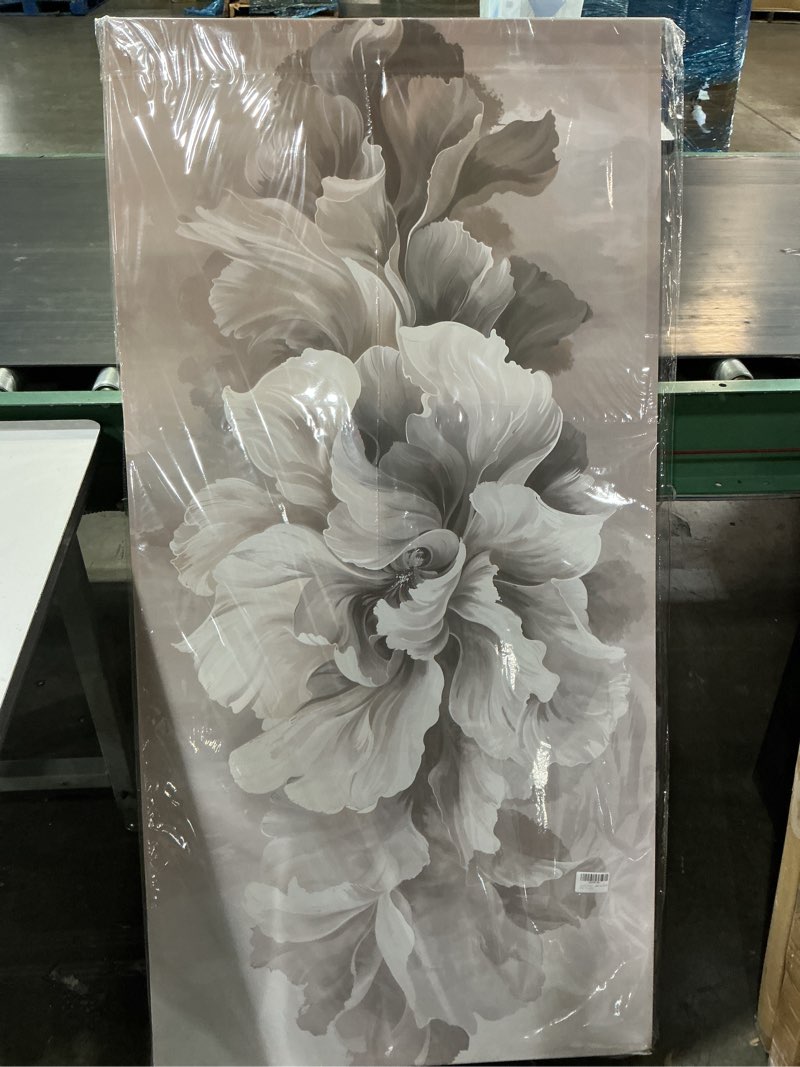Condition photo showing New/Like New for canvas wall art decor oversized white flower wall decor for living room pictures art decoratives prints modern aesthetics artwork gray floral wall art for home bedroom office room wall decor 29×58 in d-01f wrapped canvas 58"l x 29"w