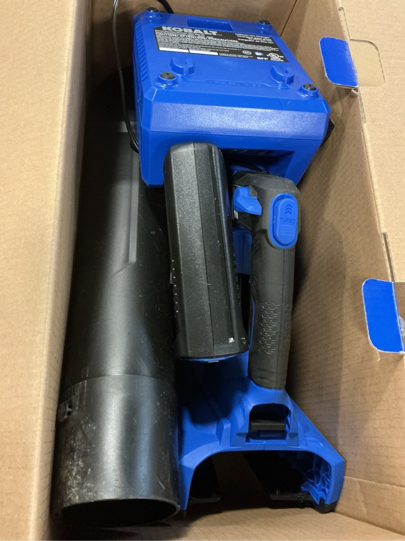 Condition photo showing As Is for Kobalt Gen4 40-volt 520-CFM 120-MPH Battery Handheld Leaf Blower 4.0 Ah
