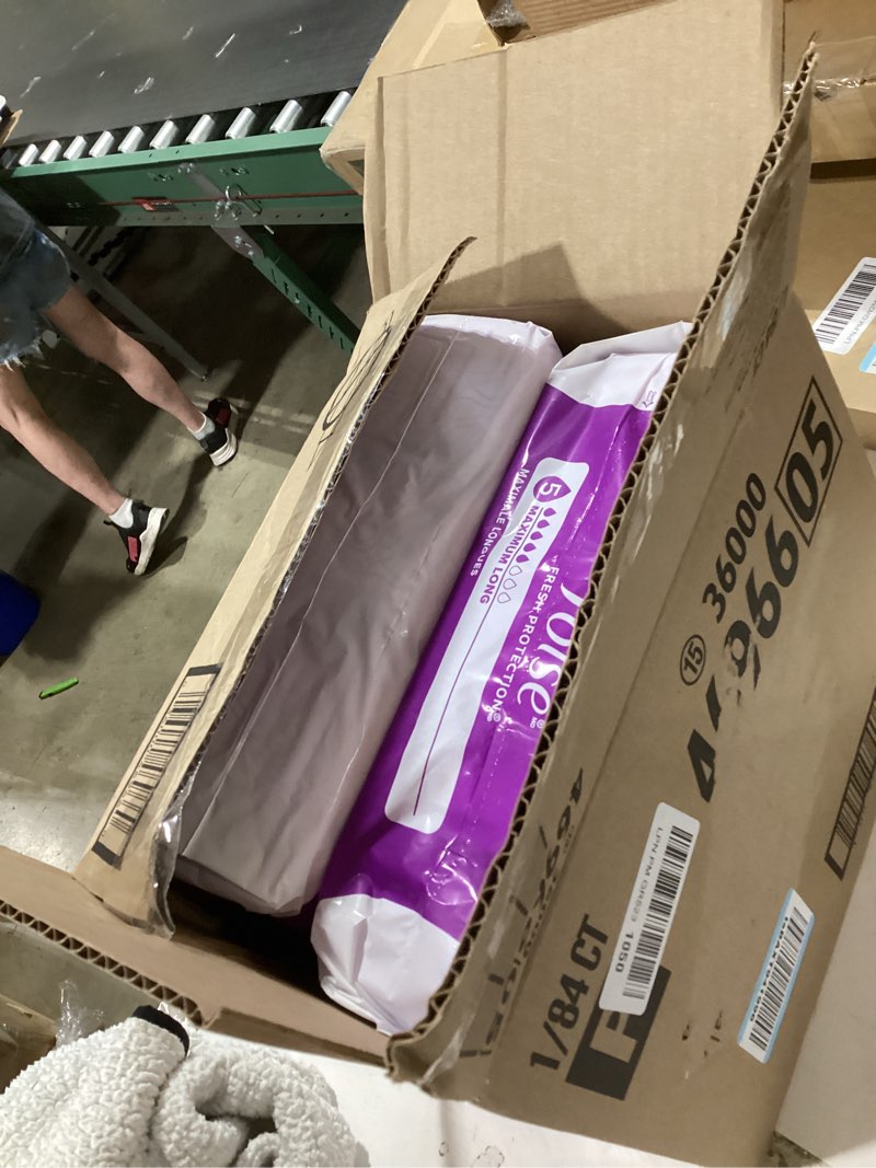 Condition photo showing New/Like New for poise incontinence & postpartum pads for bladder leaks, 5 drop maximum absorbency, long length, 84 count, packaging may vary long 84