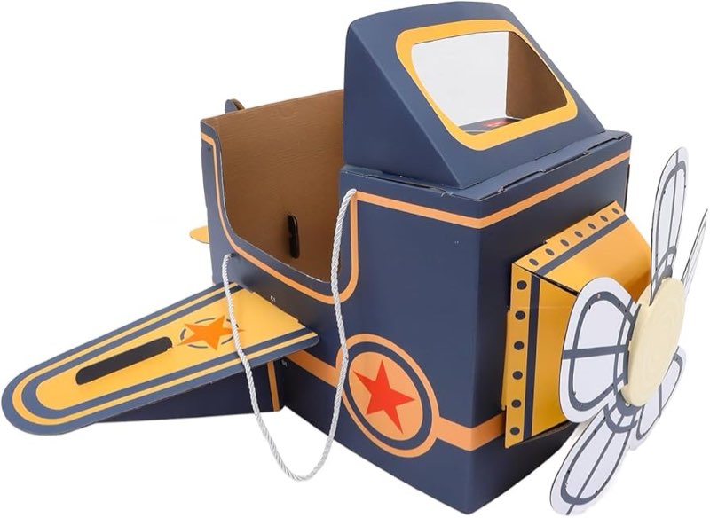 SAFIGLE Children Wearable Cardboard Plane: Airplane Costume for Kids DIY Paper Aircraft with Rotatin