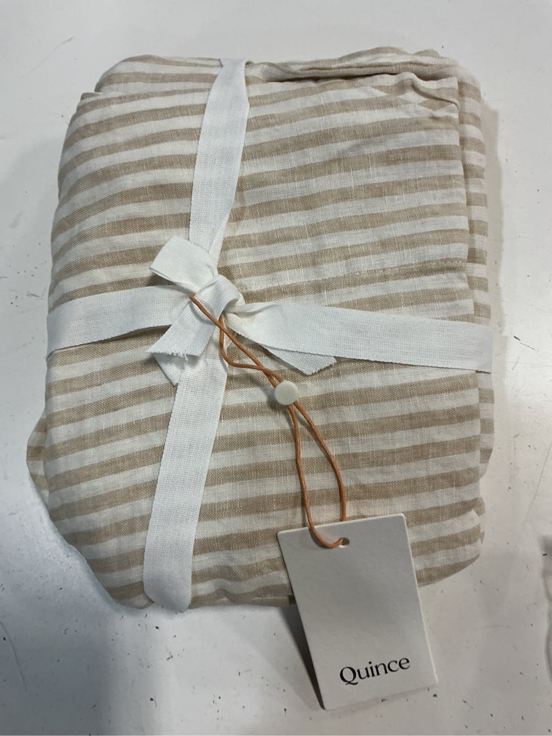 Condition photo showing Good Condition for quince european linen stripe sham set, king, natural/white stripe