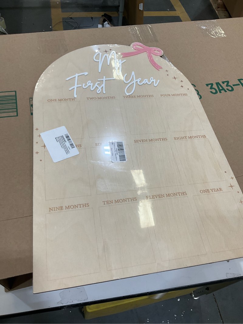 Condition photo showing Good Condition for WAUAO Bow My First Year Birthday Board - One Year Of Photo Board,Monthly Milestone Wood Photo Board,First Birthday Decorations Girl,12 Months Photo Banner