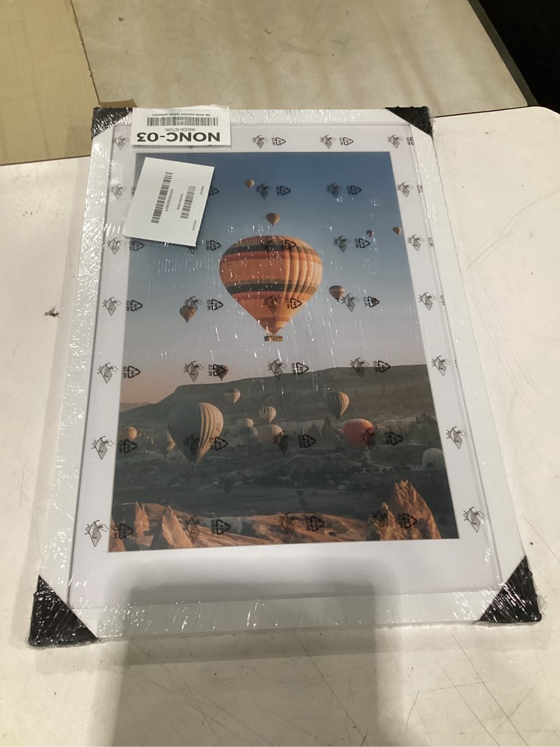 Condition photo showing Good Condition for jcjmy 13x20 picture frame with 11x17 mat, display photo 11x17 with mat or 13 x 20 without mat, wall hanging large 13 by 20 poster frame with plexiglass, white white 13x20 inch