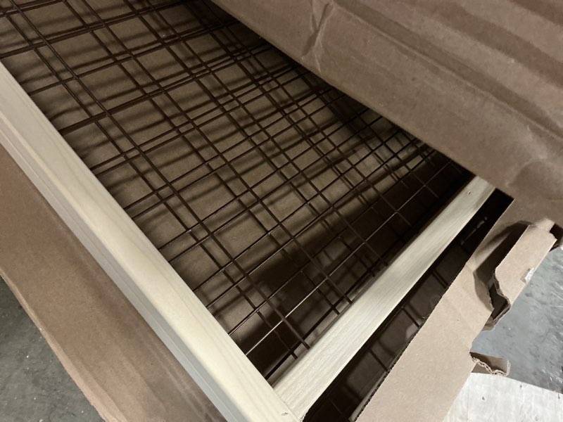Condition photo showing Good Condition for mypet north states extra tall & wide wire mesh dog gate: 29.5-48" wide, 37" tall, natural finish, made in usa 29.5"-48" wide, 37" tall