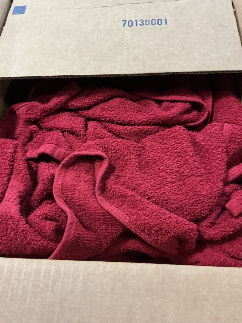 Condition photo showing As Is for kahaf collection 6 pack bath towels set (27 x 54 inches) 100% ring spun cotton, lightweight, quick dry, highly absorbent towels (burgundy, (27x54) inches)