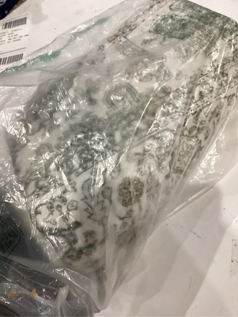 Condition photo showing Good Condition for LIVEBOX Washable Area Rug 5x7 - Large Vintage Tribal Living Room Rug Vintage Non-Slip Indoor Rugs for Bedroom, Low-Pile Retro Carpet Print Distressed Accent Rugs for Nursery Entryway Office, Sage 5' x 7' (Rectangular) Medallion Sage