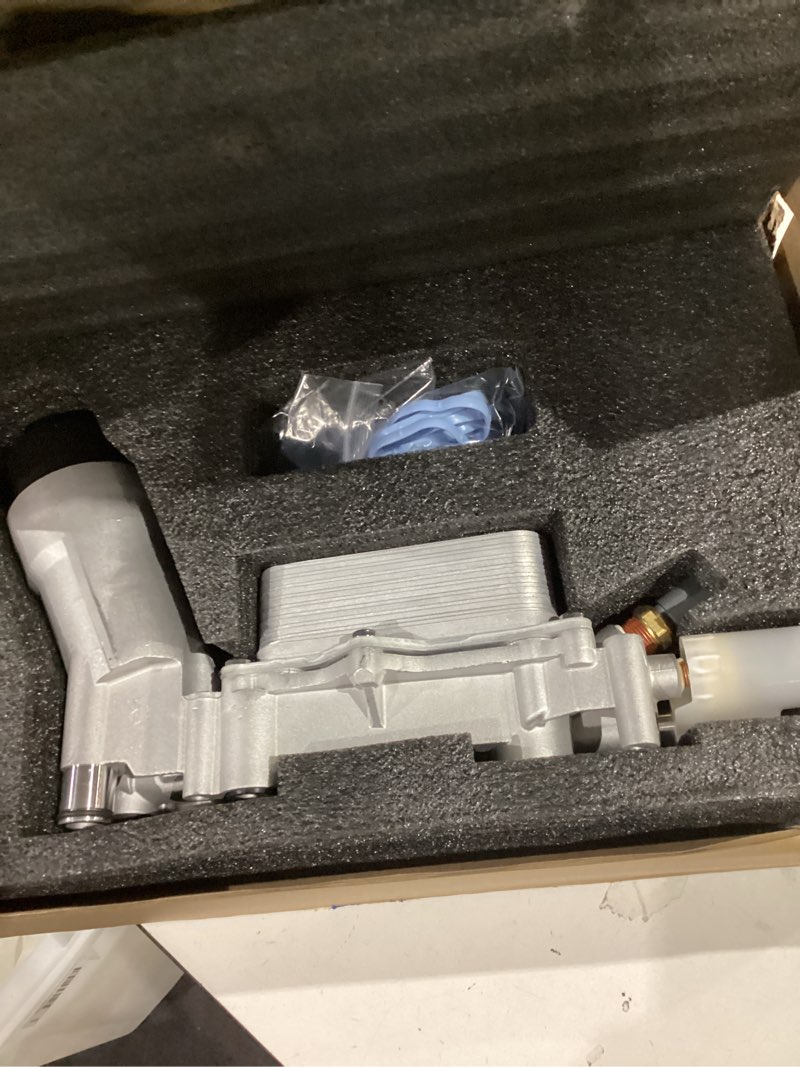 Condition photo showing Good Condition for mitzone 926-876 926-959 aluminum oil cooler filter housing assembly compatible with 2011-2025 chrysler dodge jeep grand cherokee ram 1500 2014-2024 ram promaster 1500 2500 3500 3500 3.6l v6 68308741ac silver (aluminum)