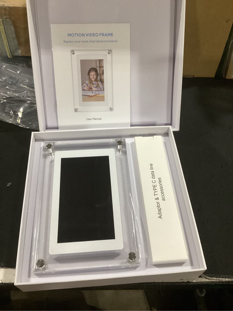 Condition photo showing Good Condition for 5 inch acrylic video picture frame with 4gb memory, digital motion video loop player with sound, rechargeable desktop display for home decor,desk setup,pet memorial, no wifi needed