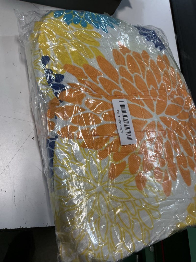 Condition photo showing New/Like New for chaise head rest pillows set of 2, waterproof outdoor lounge pillow lumbar pillows with insert adjustable elastic strap decorative pillows for patio beach chair,yellow blue flower