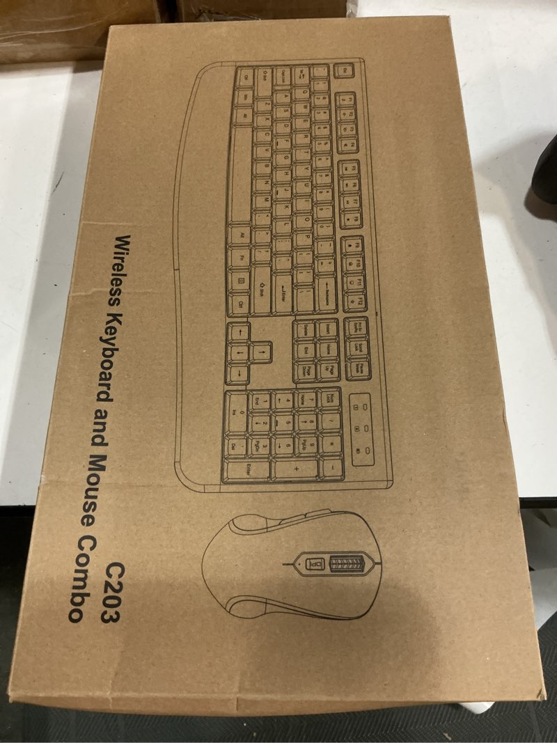 Condition photo showing New/Like New for wireless keyboard and mouse combo, full-sized 2.4ghz wireless keyboard with comfortable palm rest and optical wireless mouse for windows, mac os pc/desktops/computer/laptops (black)