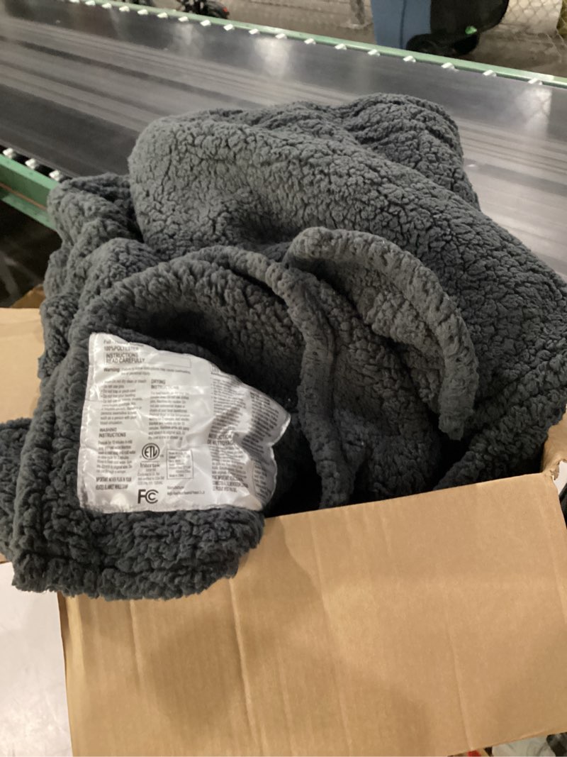 Condition photo showing As Is for full heated blanket 72”x84” *no plug in cord or remote*