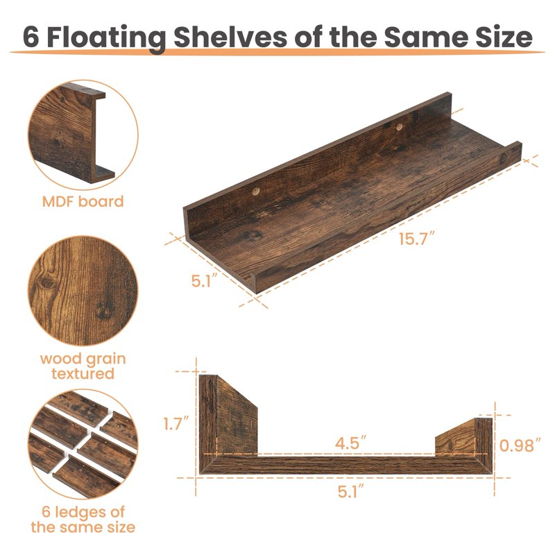 Upsimples wall shelves brown