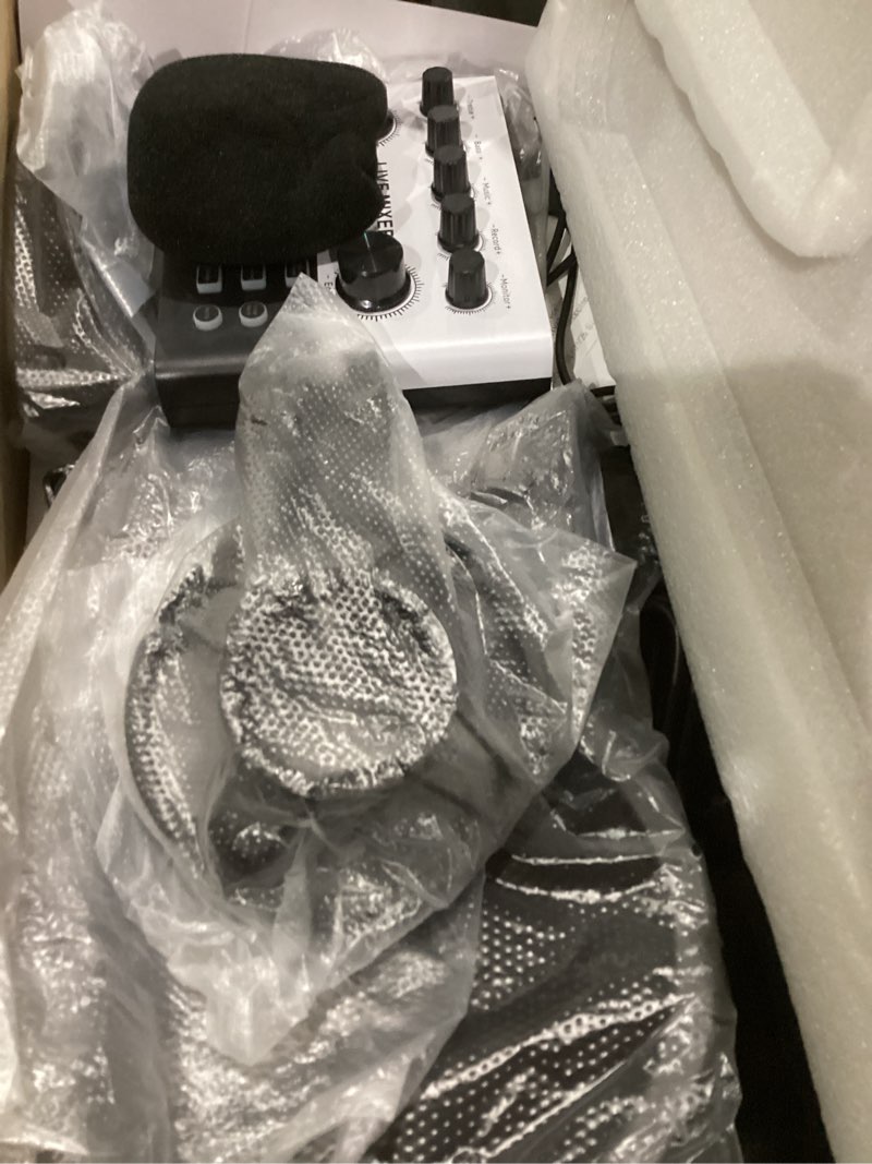 Condition photo showing As Is for SINWE Podcast Equipment Bundle for 2, F993 Voice Changer with two 3.5mm Condenser Microphones, Live Sound Card - Audio Interface for Vlog/Live Streaming/Singing/YouTube/Gaming F993-2MIC