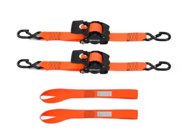 kobalt 2-in x 10-ft retractable ratchet strap with s-hook 3000-lb break strength 2 -pack