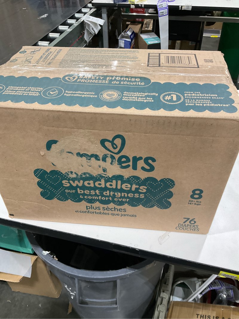 Condition photo showing New/Like New for Pampers Swaddlers Diapers, Size 8 (30+ lbs), 76 Count, Absorbent, Keeps Baby Dry and Comfortable, Skin Safe Disposable Baby Diaper (Packaging May Vary) Size 8 76