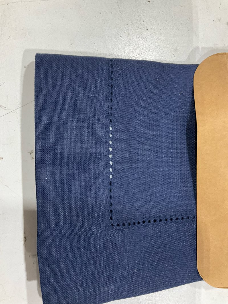 Condition photo showing Good Condition for solino home linen table runner â€“ 14 x 90 inch navy â€“ 100% pure linen classic hemstitch table runner for spring, easter, summer, memorial day â€“ handcrafted from natural fabric and machine washable