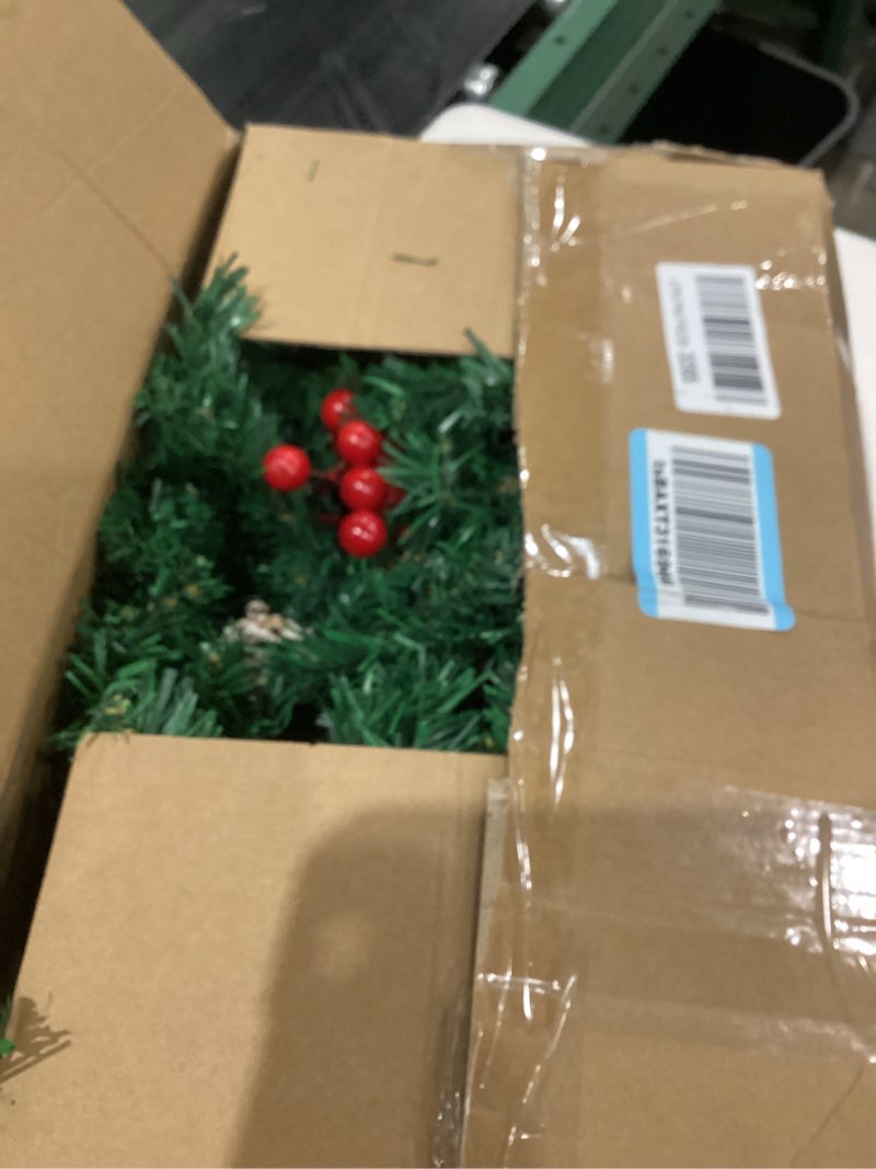 Condition photo showing As Is for MorTime 2 Pack 9 FT LED Christmas Garland with Pinecones Red Berries Bows Christmas Balls Candies, Multi-Function Christmas Garland with 50 Warm White LED Lights, 180 Branch Tips