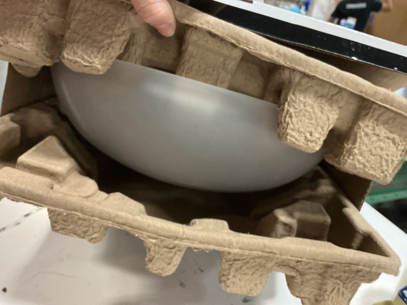 Condition photo showing As Is for globe electric 63357 2-light semi-flush mount ceiling light, brushed nickel, chrome accents, frosted glass shade, kitchen, lights, bathroom, home essentials, bedroom, closet light, lighting fixtures