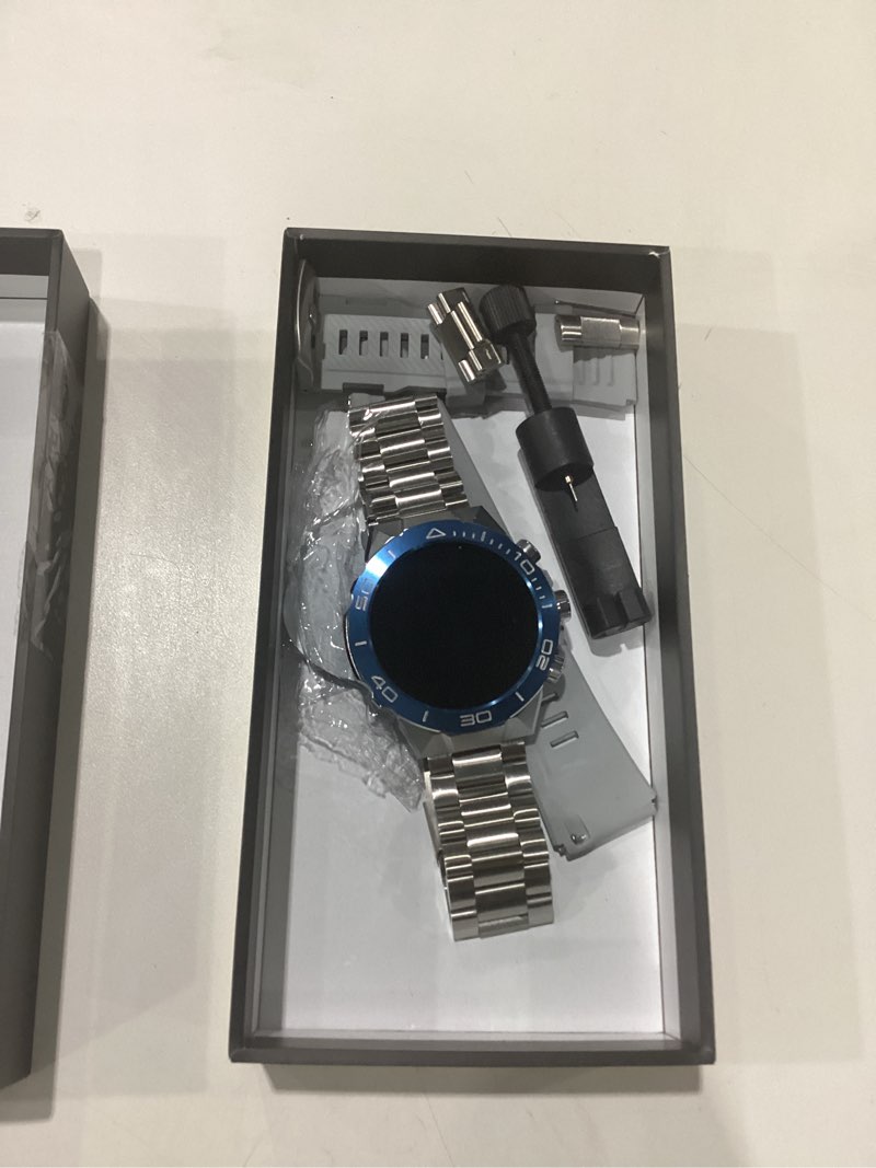 Condition photo showing Good Condition for USED NOT TESTED SOUYIE Smart Watch for Men,1.43''AMOLED Screen with 24 Hours Healthy Monitor, 100+ Sports Modes Fitness Tracker Watch, 400mAh Battery Pedometer Calorie Smartwatch Compatible Android iOS Silver