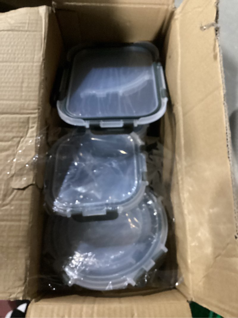 Condition photo showing New/Like New for M MCIRCO 24-Piece Glass Food Storage Containers with Upgraded Snap Locking Lids,Glass Meal Prep Containers Set - Airtight Lunch Containers, Microwave, Oven, Freezer and Dishwasher Gray