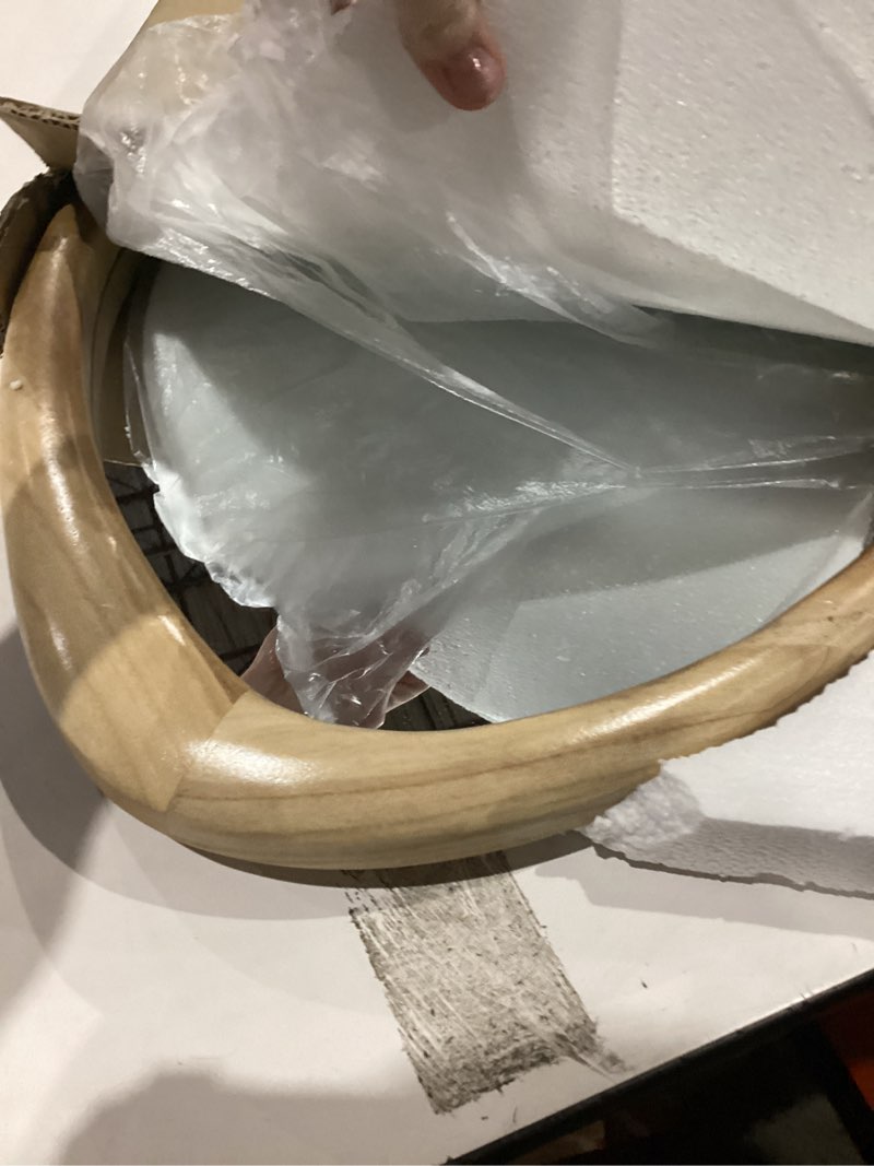 Condition photo showing As Is for aazzkang not black mirror with wood frame large irregular wall mounted mirrors asymmetrical decorativefor bathroom bedroom living room entryway 24\"x16\" 24\"l x 16\"w black