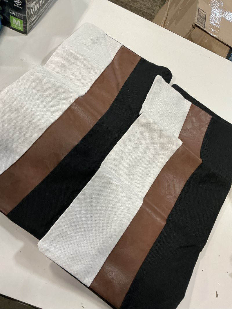 Condition photo showing Good Condition for cygnus set of 2 faux leather and linen throw pillow covers 20x20 inch black and white modern decorative accent cushion covers for couch sofa white 20" x 20" (pack of 2)